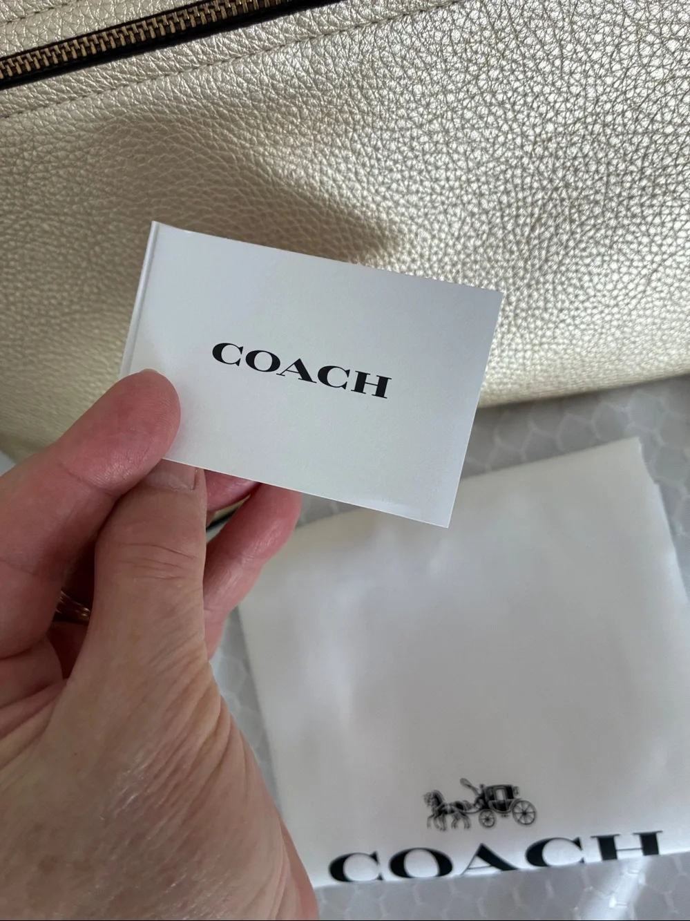 Coach NWOT Polly Crossbody Soft Gold Pebbled Leather